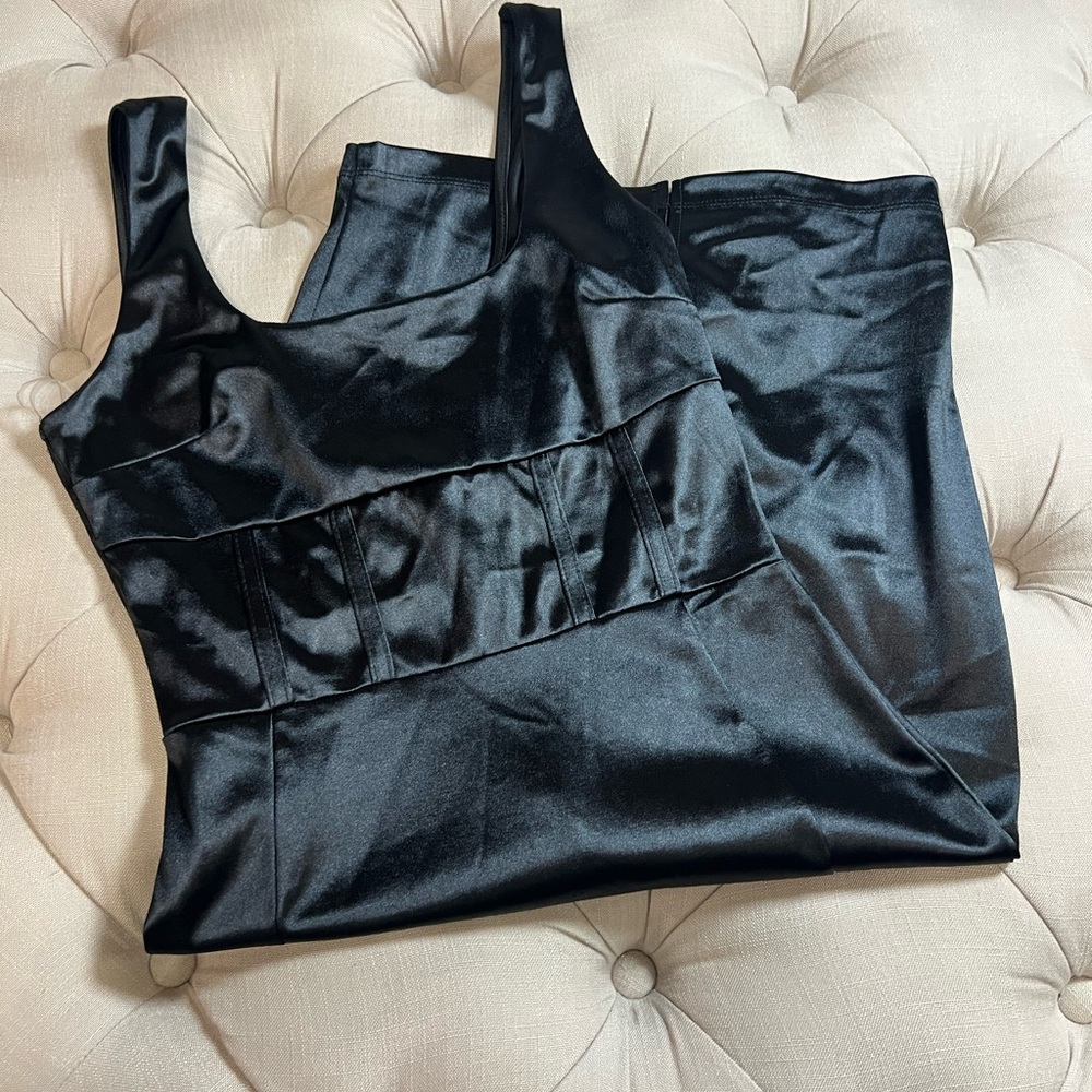 Elegant Black Satin Dress